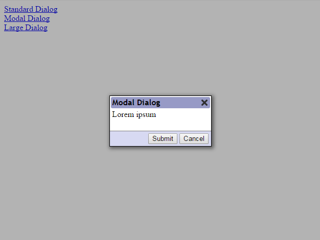 Modal Dialog Screenshot