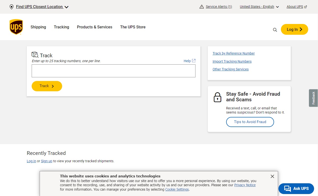 UPS Tracking Screenshot